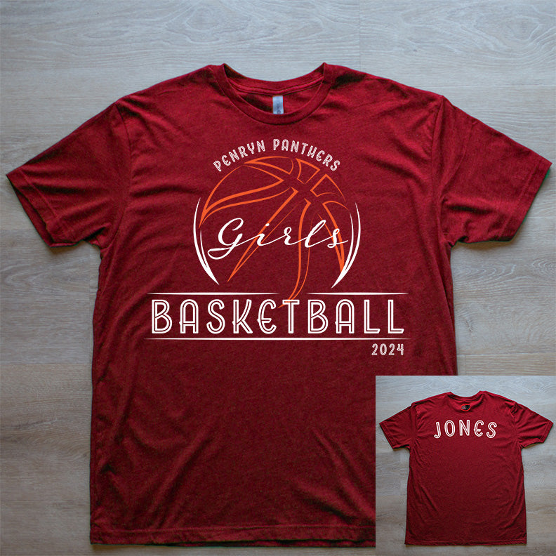 Girls Basketball Tee Custom Name (Adult)