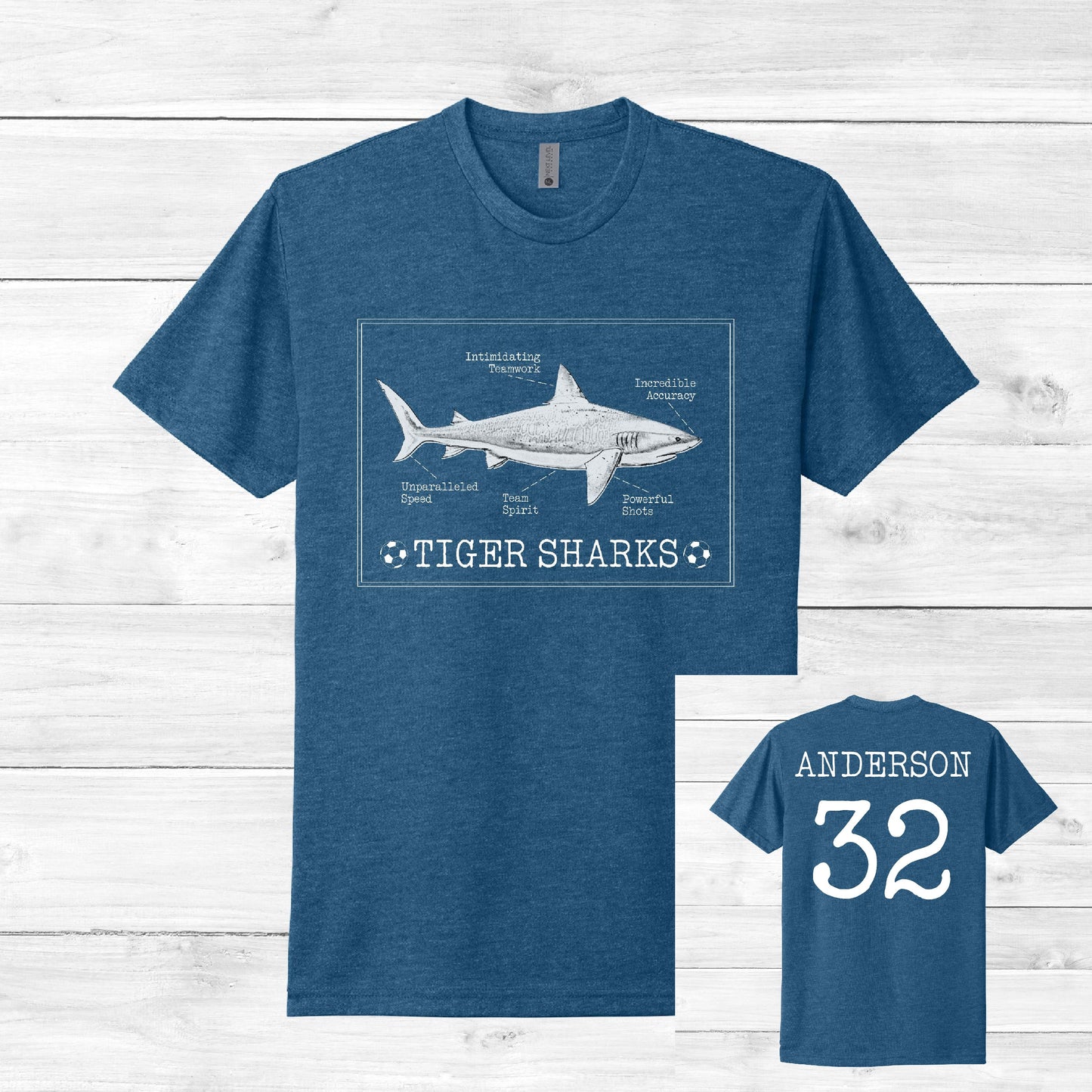 Tiger Sharks Tee Custom Name & Number (Unisex Adult)