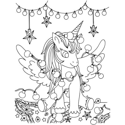 Christmas Unicorn Color Your Own