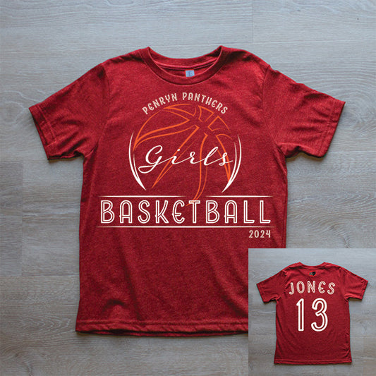 Girls Basketball Tee Custom Name & Number (Youth)