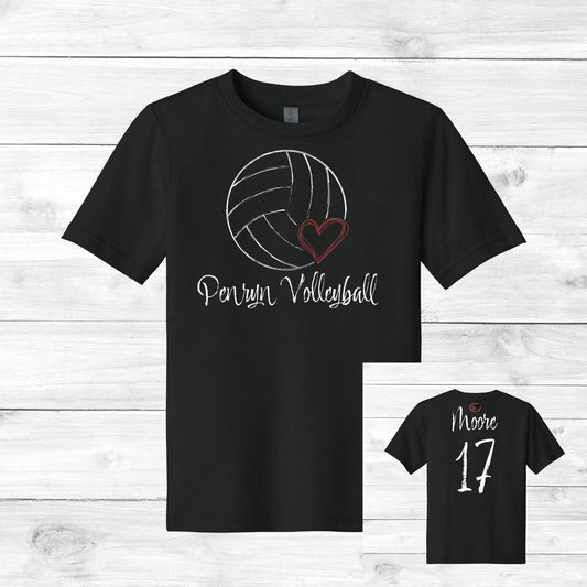 Girls Volleyball Tee Custom Name AND Number