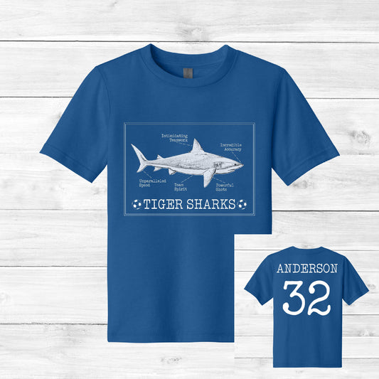 Tiger Sharks Tee Custom Name & Number (Youth)