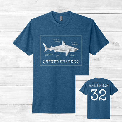 Tiger Sharks Tee Custom Name & Number (Unisex Adult)
