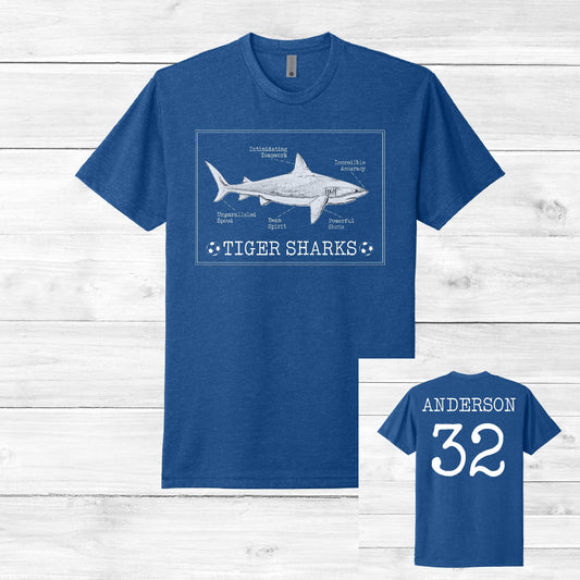 Tiger Sharks Tee Custom Name & Number (Unisex Adult)